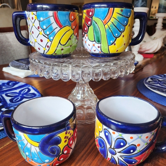 Talavera handmade soup mugs - set of 4. Holds about 15 ounces each. Hand painted - Picture 6 of 12